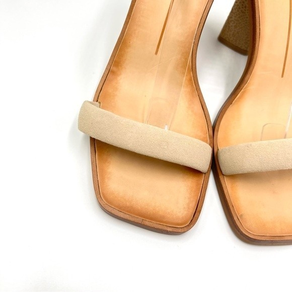 Dolce Vita Suede Leather Beige Tan Leopard Print Open Toe Heels Sandals 8 - Picture 4 of 15